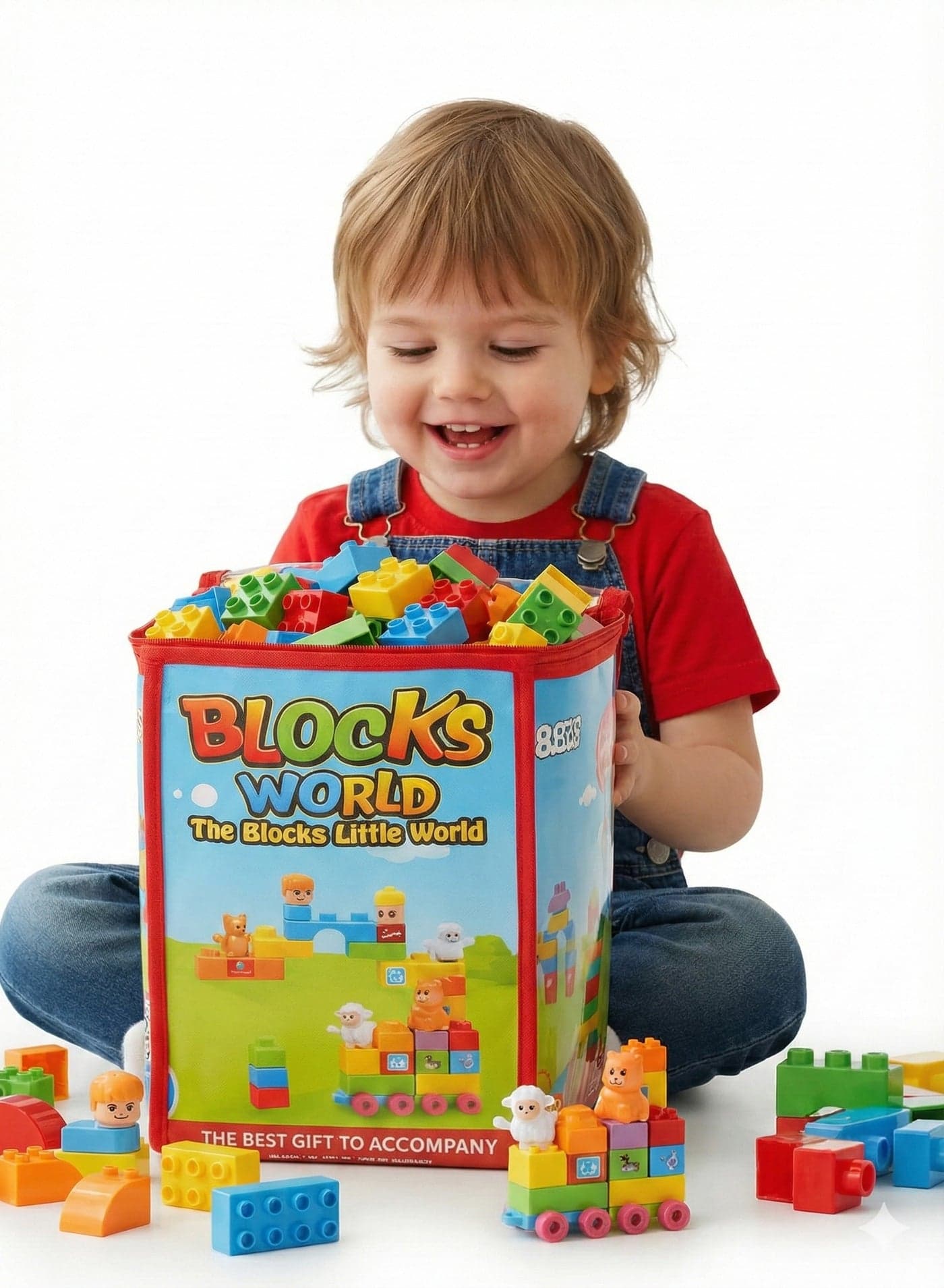 83PCS Jumbo Building Blocks Set – Big Mega Bricks & Train Construction Toy for Kids | Multi-Color Educational Block Set in Storage Bag | BPA-Free Safe Building Bricks for Toddlers | STEM Learning Construction Toy for Boys & Girls