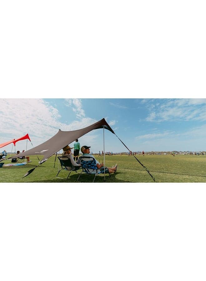 Portable Beach Canopy 3x3M Sun Shade Tent with Sandbags & Windproof Design – Khaki, Lightweight Lycra Fabric for Desert Camping & Outdoor Shelter