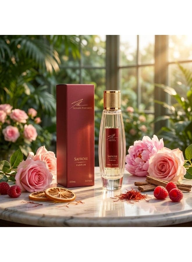 Safrose Parfum 100ml – Spicy Floral Long Lasting Luxury Perfume for Men & Women – Made in France