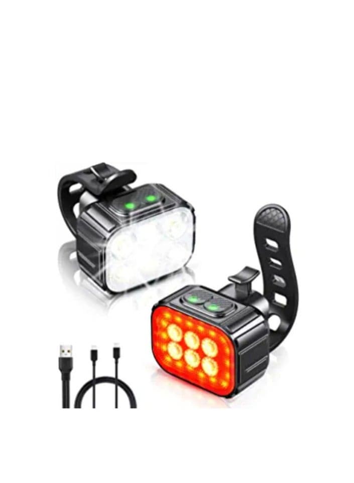 Bike Lights Set Ultra Bright, Rechargeable Bicycle Light Set, IP65 Waterproof Bike Lights for Night Riding, Bike Headlight and Tail Light Reflectors