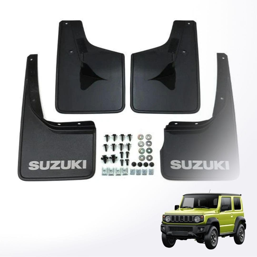 TRX AUTO Mud Flaps for Suzuki Jimny 2-Door & 4-Door JB64/JB74 2018-2026 | Front & Rear Splash Guards with Mounting Kit | Logo-Printed Splash Guards for Front & Rear Wheels