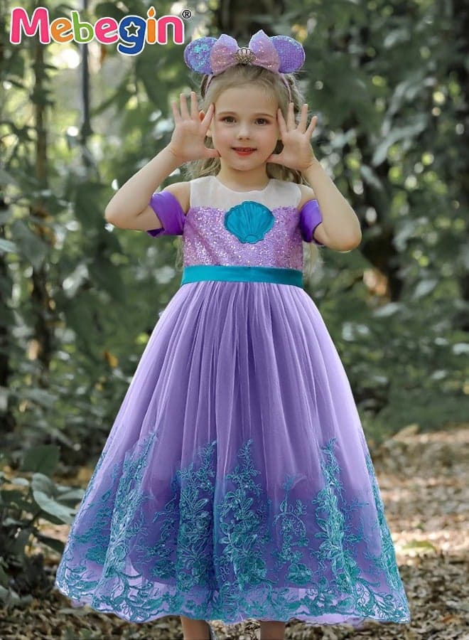 Princess Costume with Stylish Design, Fancy Elegant Princess Dress for Girls, Fairy Tale Fancy Dress with Big Bow, Suitable for Party, Birthday, Funfair, Stage Performance, Cosplay and Any Other Special Occasions