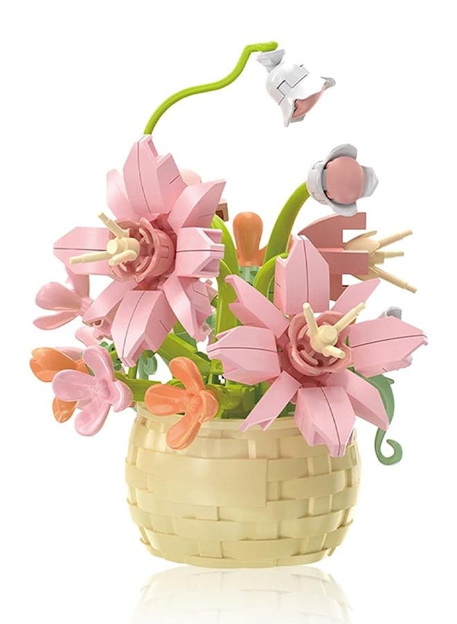 Mini Flowers Building Block Set, Flower blocks toys, Plants and Succulent Toys, Building block flowerpot, Botanical Collection Birthday Gift for Girls Boys Adults Kids Ages 6+ (Perfume Lily 155Pcs)