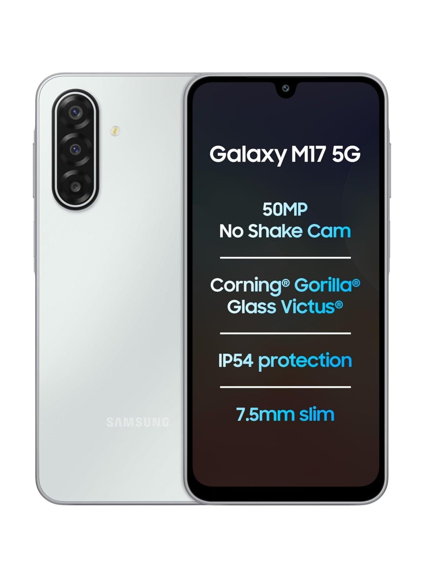 Galaxy M17 5G (Moonlight Silver, 6GB RAM, 128GB Storage)| Circle to Search| Gemini Live| 50MP OIS Triple Camera| IP54 Rating| Gorilla Glass Victus| AI| 6 Gen of OS Upgrades| Without Charger -Indian Version