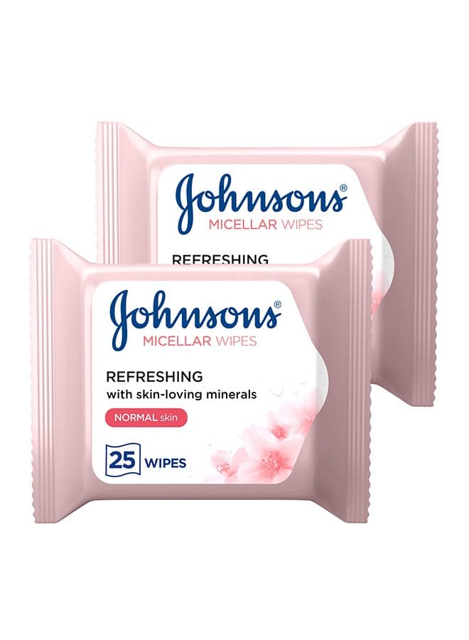 Micellar Wipes Refreshing Normal Skin 25 Sheets Pack Of 2