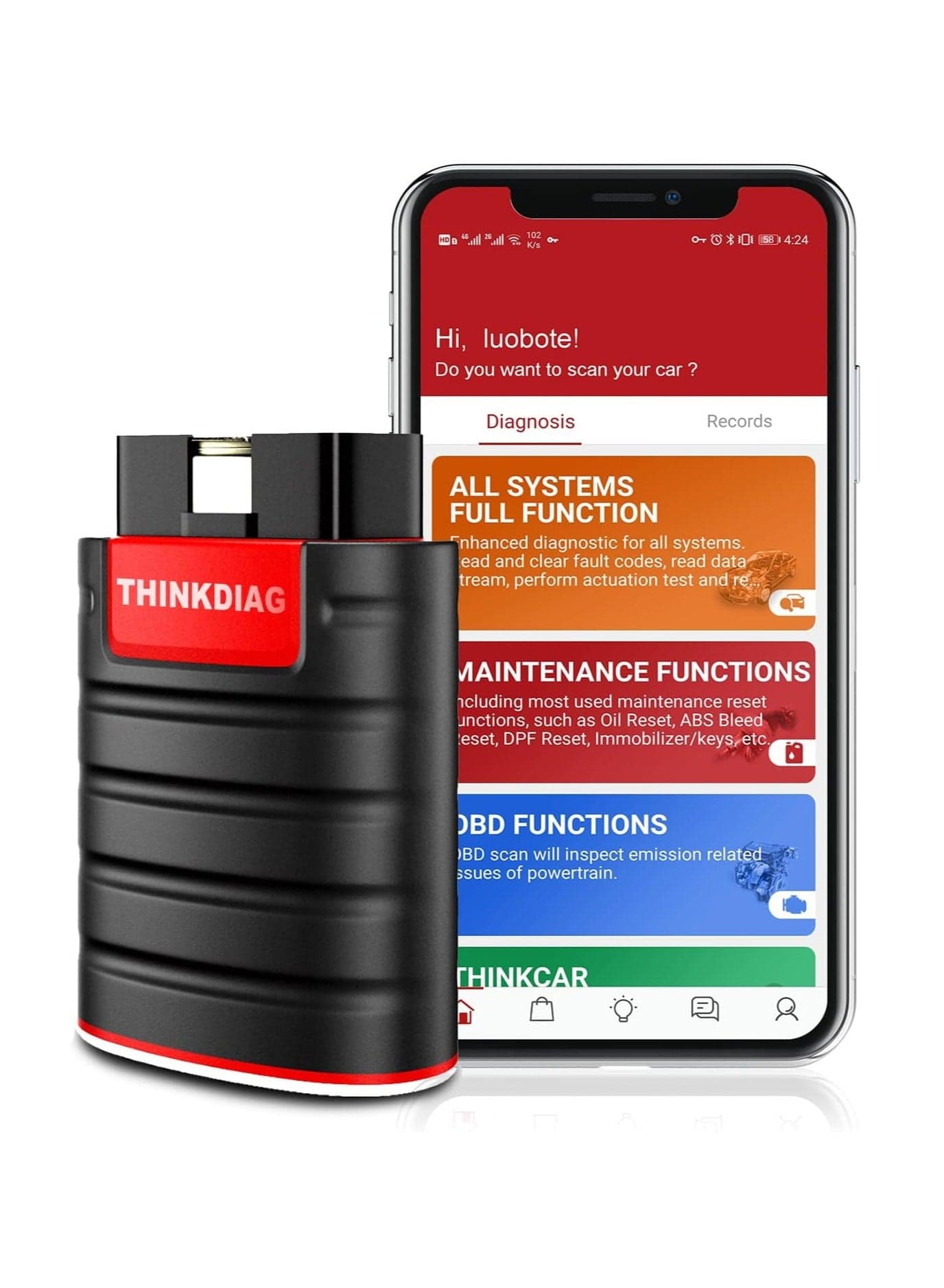 THINKCAR Thinkdiag OBD2 Full System Power Diagnostic Tool with All Software free for 1 Year