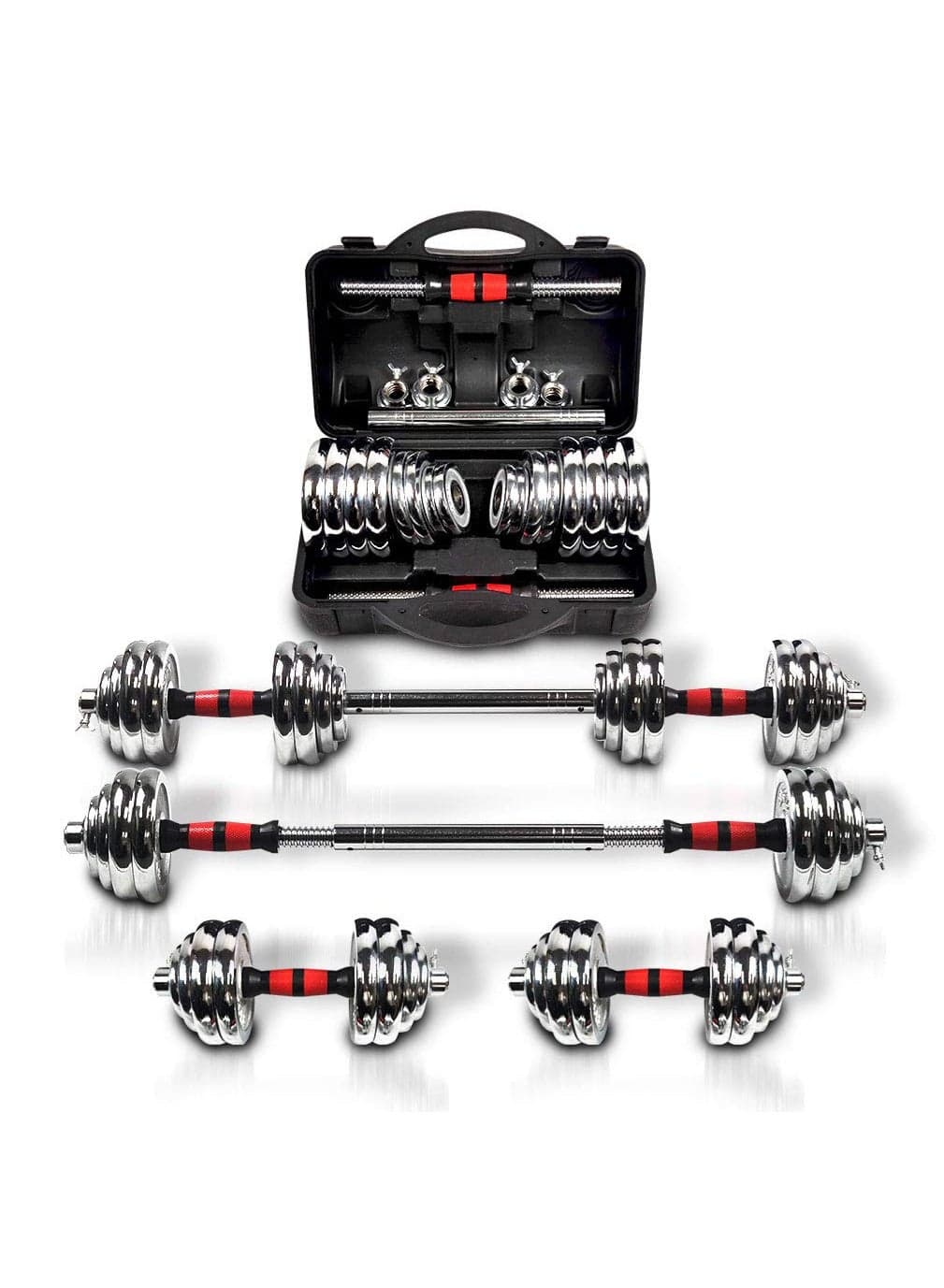Adjustable Dumbbell Set, 3 in 1 Dumbbell Barbell Metal Link, Chrome Weights, Hardcover Gift Box, for Home Gym Workout Training Equipment (10kg)