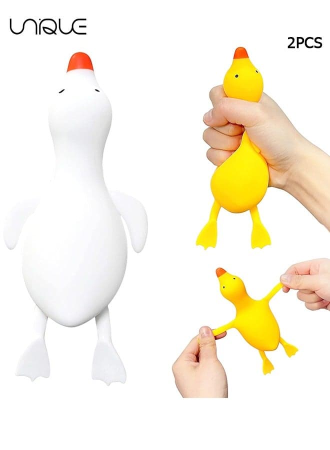 Duck Squishy Stress Ball 1 Pack - Dough Ball Squeeze Fidget Toys for Kids and Adults - Cute Animal Squish Squeeze Ball, Pull and Stretch, Stress Relief Balls for Anxiety, Anger, Autism, ADHD(White + Yellow)