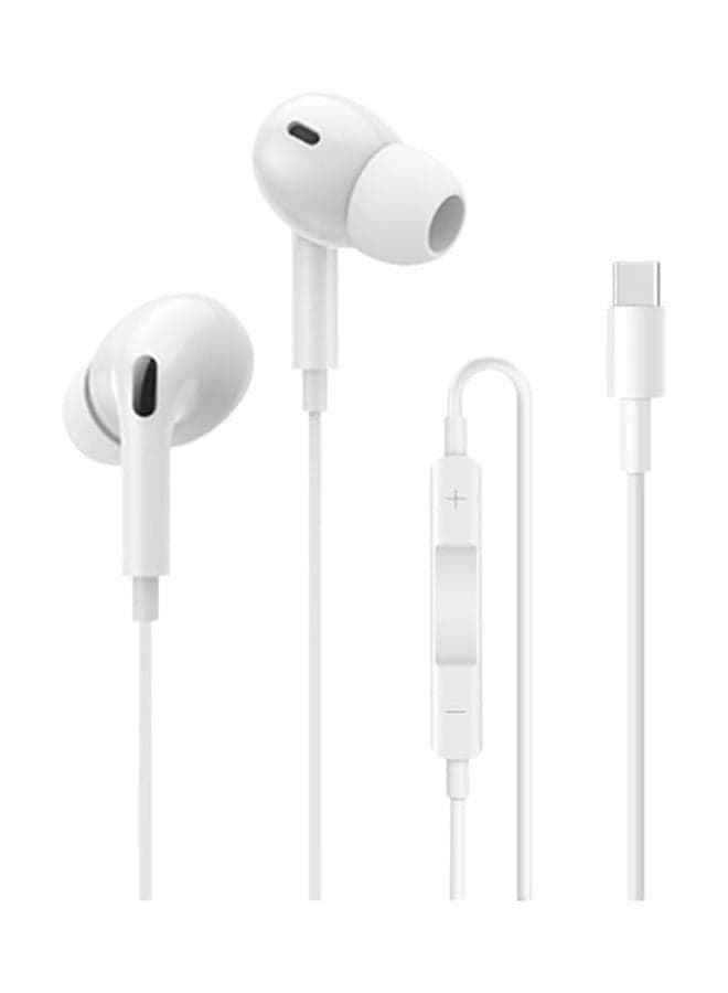 RIVERSONG Type-C Wired Earbuds With Type-C, Silicone Tips, Control in-Ear Headset, White
