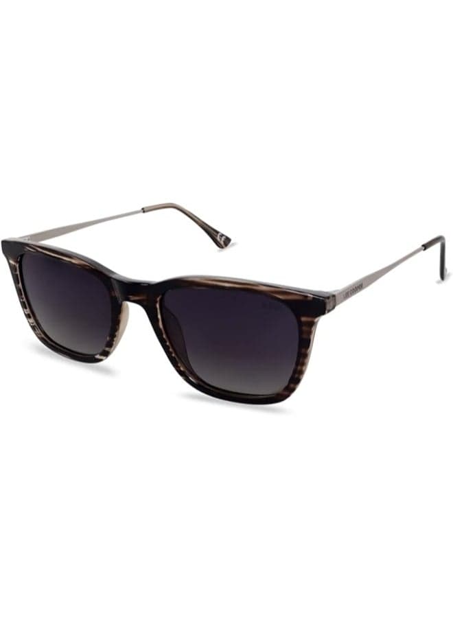 Men Polarized Sunglasses BROWN STRIPE Frame GR.GREY Mirror Lens 52mm - LC1003C01