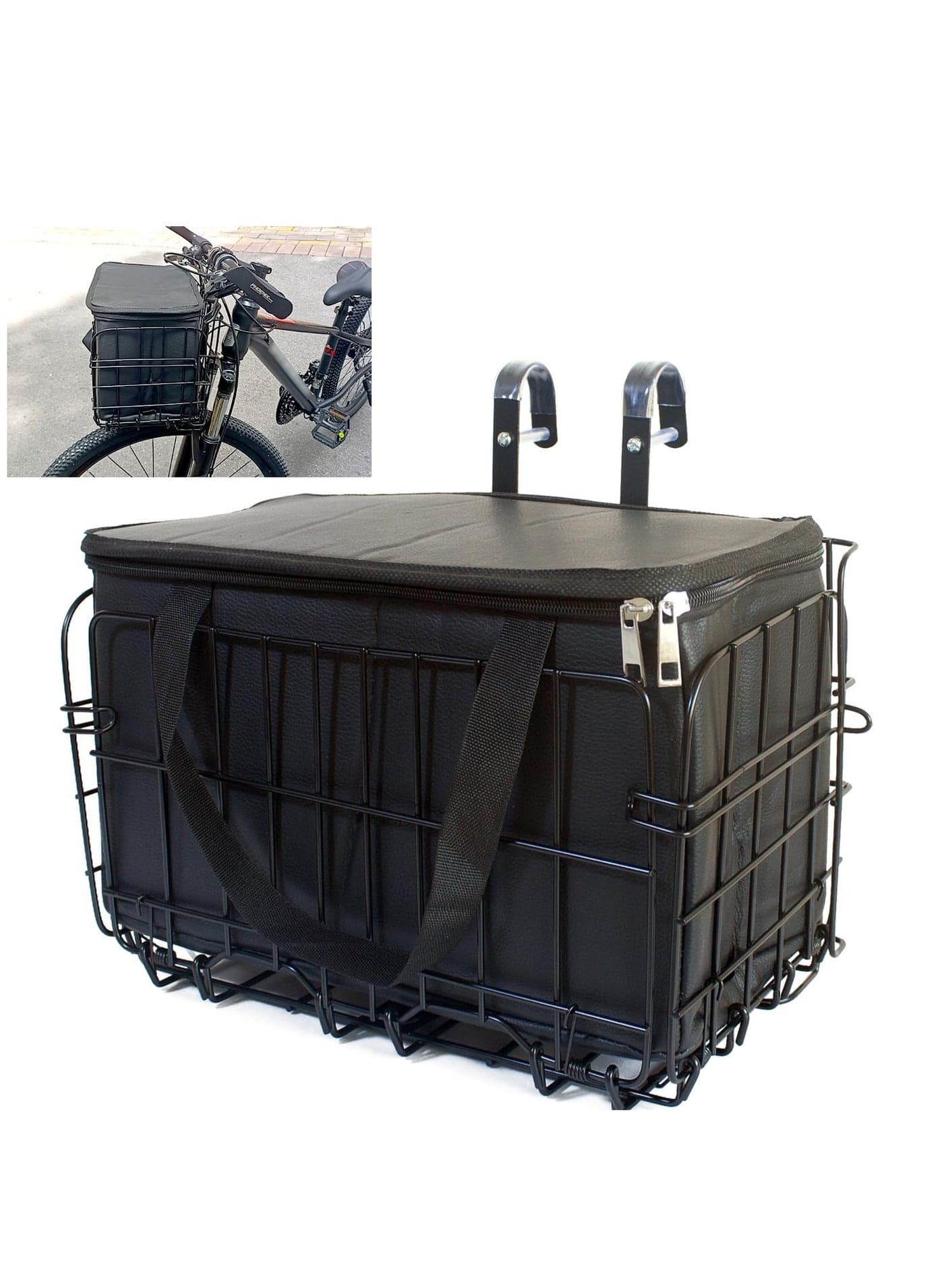 Foldable Bike Basket, Black – Large Capacity with Waterproof Inner Bag