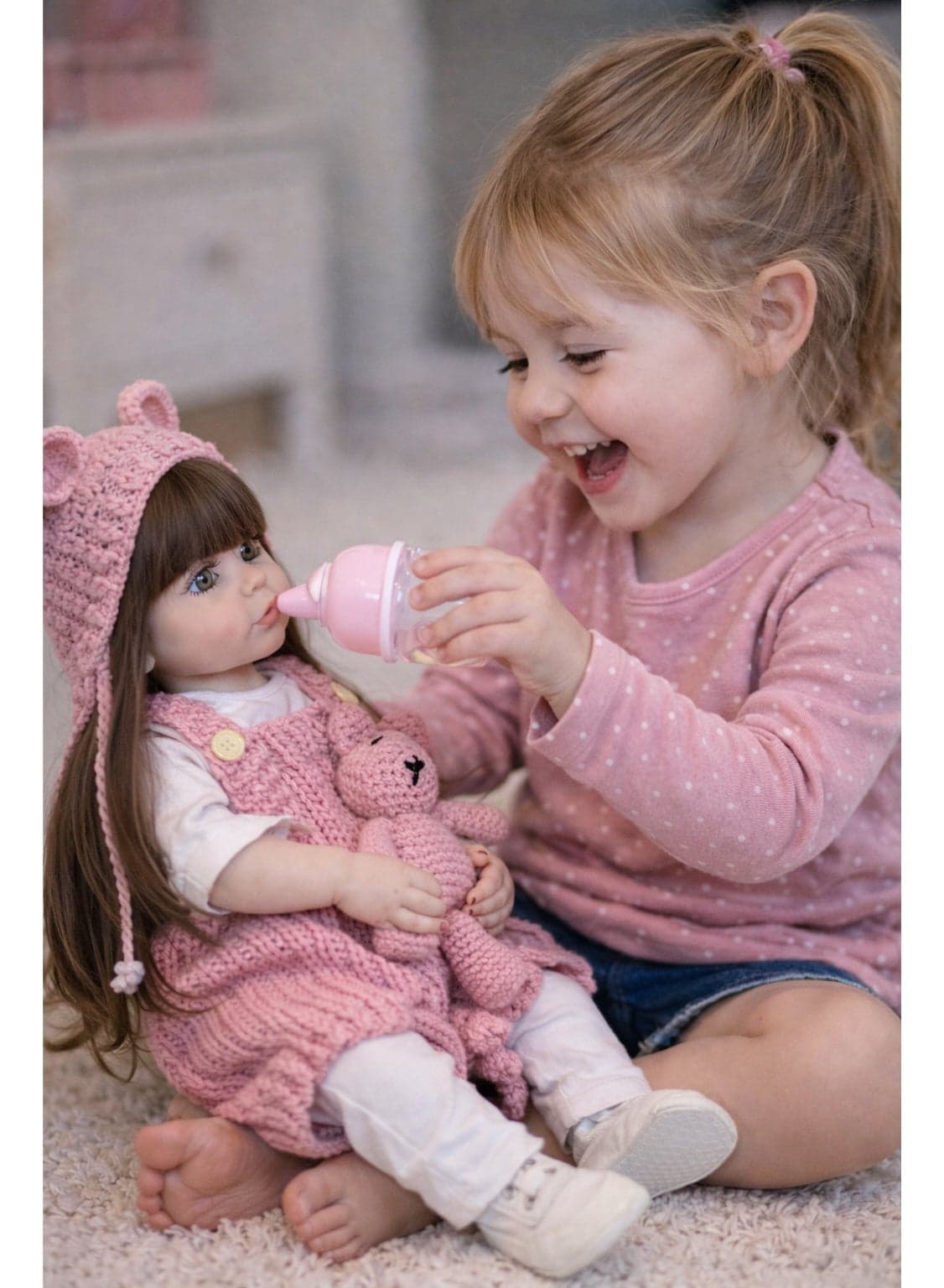 Baby Doll Realistic Full Silicone Baby Doll with Teddy Bear – 55 cm Tall, – Lifelike Features and Fashionable Outfits