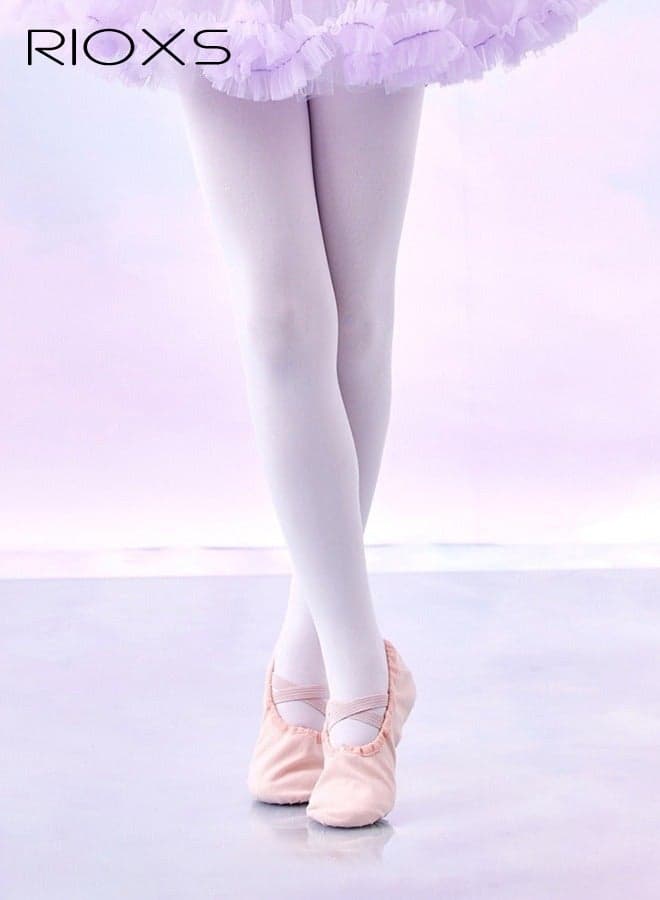 3-Pack Girls' Ballet Tights, Ultra-Soft Student Tights, Ballet Leggings for Toddlers/Young Children/Older Kids, Stretchy Comfortable Pants, Breathable and Non-Restrictive, Under-Skirt Leggings, White