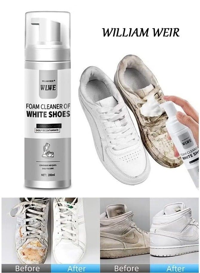 200ml Foam Shoe Cleaner for Non-washing Decontamination and Whitening of Sports Shoe Sneakers White Shoes Microfiber Shoe and Cloth Shoes Cleaning