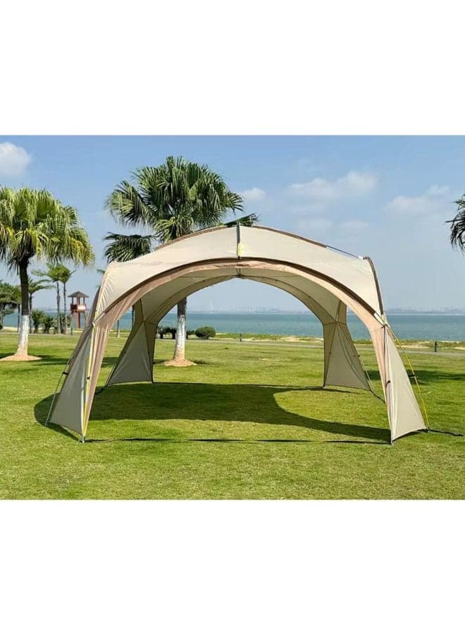 Four-Sided Ventilated Dome Outdoor Canopy Tent | Silver Glue Sunshade | Large Multi-Person Camping Pergola | Waterproof Rain Shelter 420×420×230cm