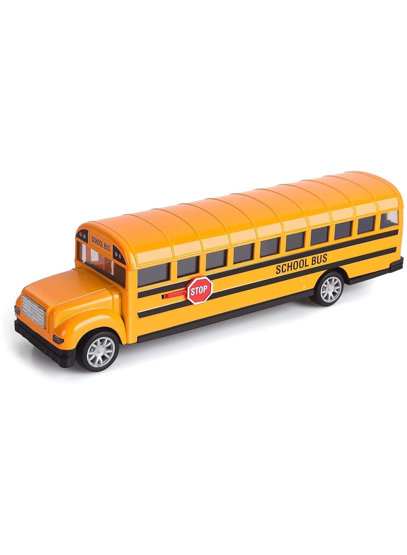 School Bus Toy for Kids 13cm Large Yellow – Classic Die-Cast Metal Pull Back Vehicle | Authentic American Style Bus with Stop Sign | Educational Friction Powered Car Toy | Best Birthday Eid Ramadan Christmas Gift for Toddlers, Boys & Girls Ages 3+