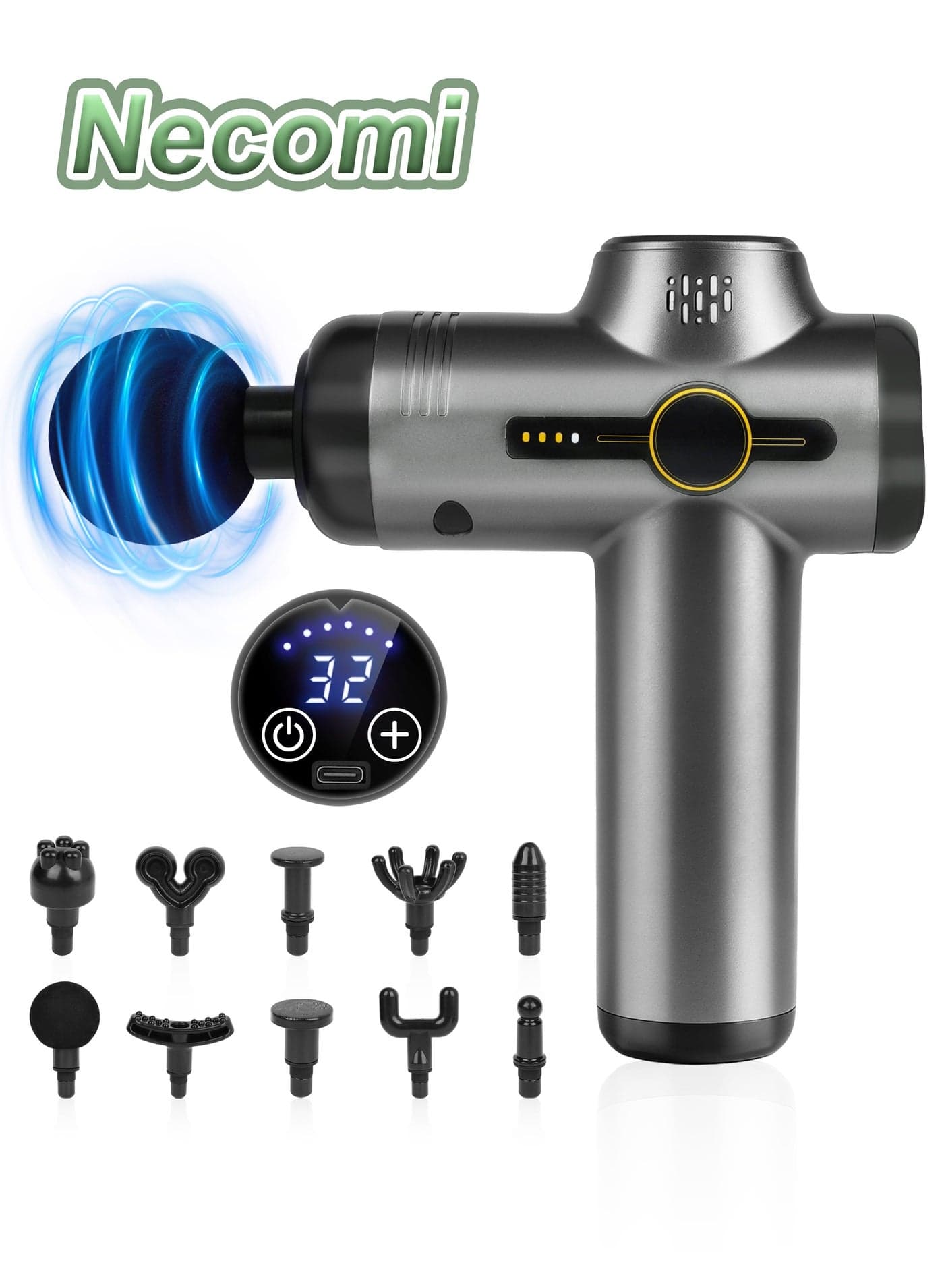 Massage Gun, Deep Tissue Percussion Massager, Handheld Body Back Muscle Massager With 10 Massage Heads, Relieve Muscle Pain