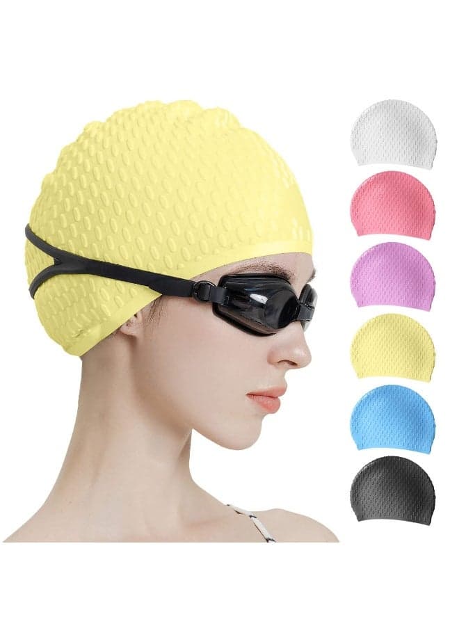 Silicone Swim Cap,Comfortable Bathing Cap Ideal for Curly Short Medium Long Hair, Swimming Cap for Women and Men, Shower Caps Keep Hairstyle Unchanged,Waterproof Swimming Cap