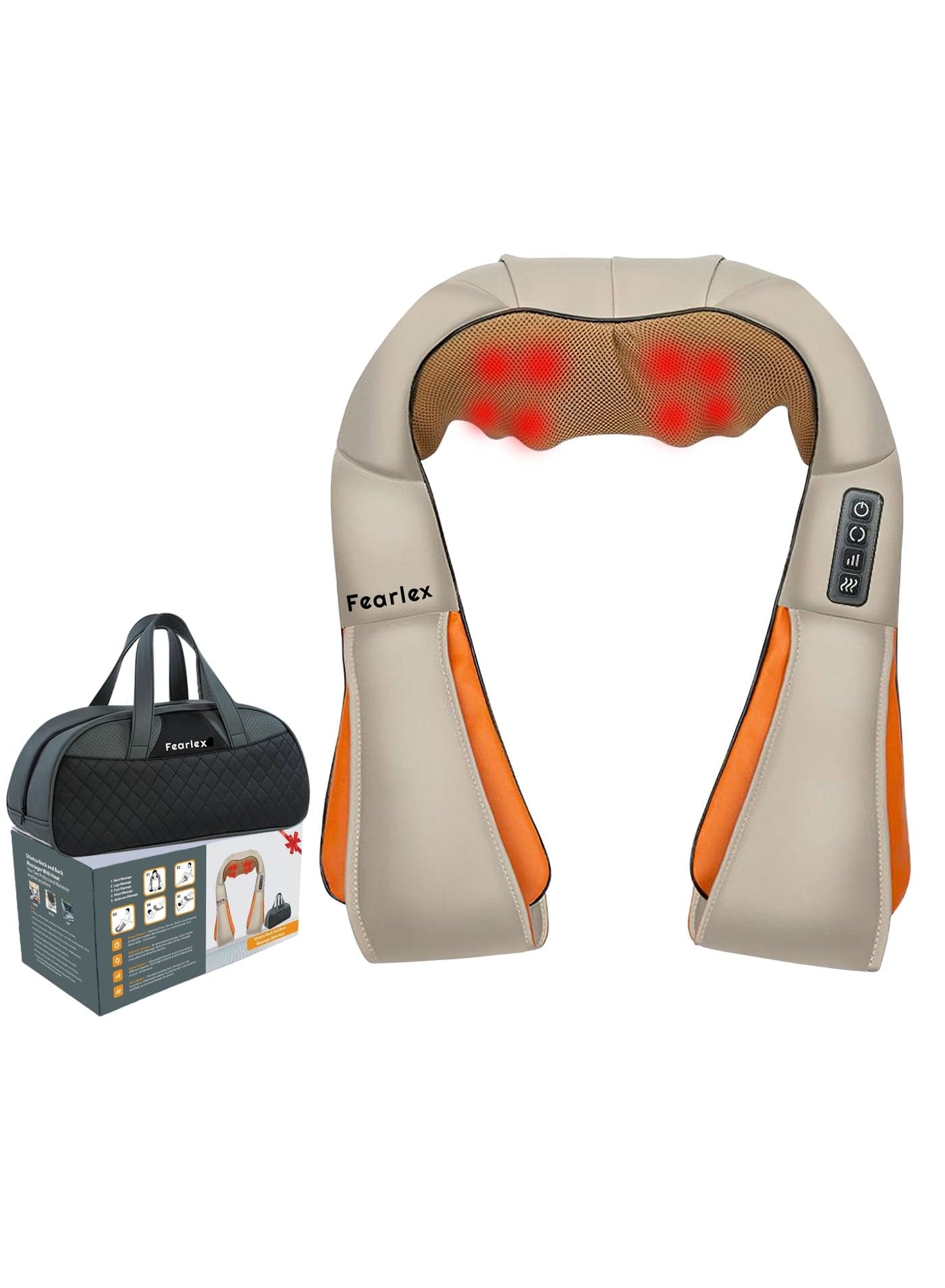Rechargeable Shiatsu Neck and Back Massager with Soothing Heat | Cordless Electric Deep Tissue 3D Kneading Massage Pillow for Pain Relief, Home, Office, and Car use with 2000 mAh Battery
