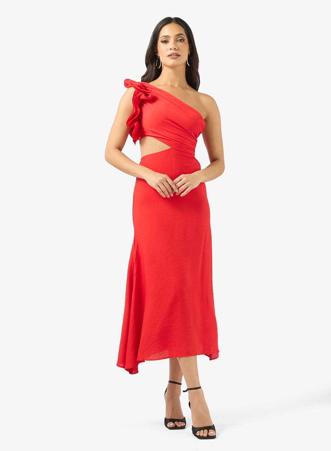 One Shoulder Dress With Waist Cut Out