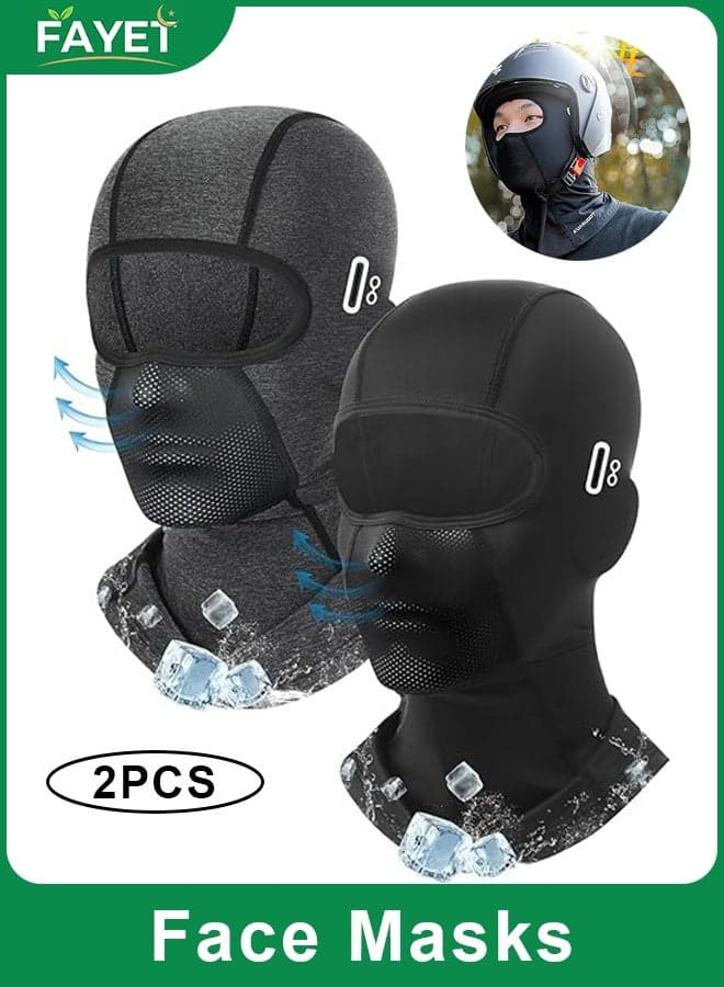 2 Pack Cooling Ice Silk Balaclava Face Masks with Glasses Holes for Men & Women, Breathable UV Protection Masks for Summer Motorcycle, Cycling, Work, Ski (Black & Grey)