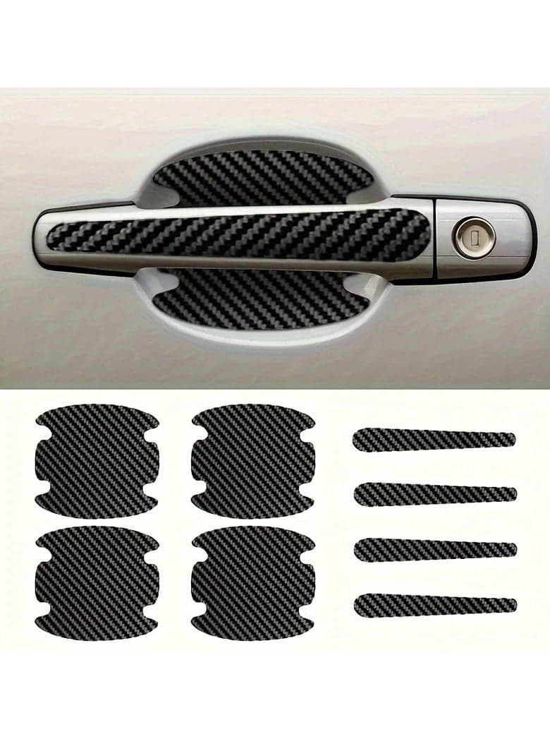 8pcs Carbon Fiber Car Door Handle Covers - Scratch-Resistant, Reinforced Paint Protection for Left Side