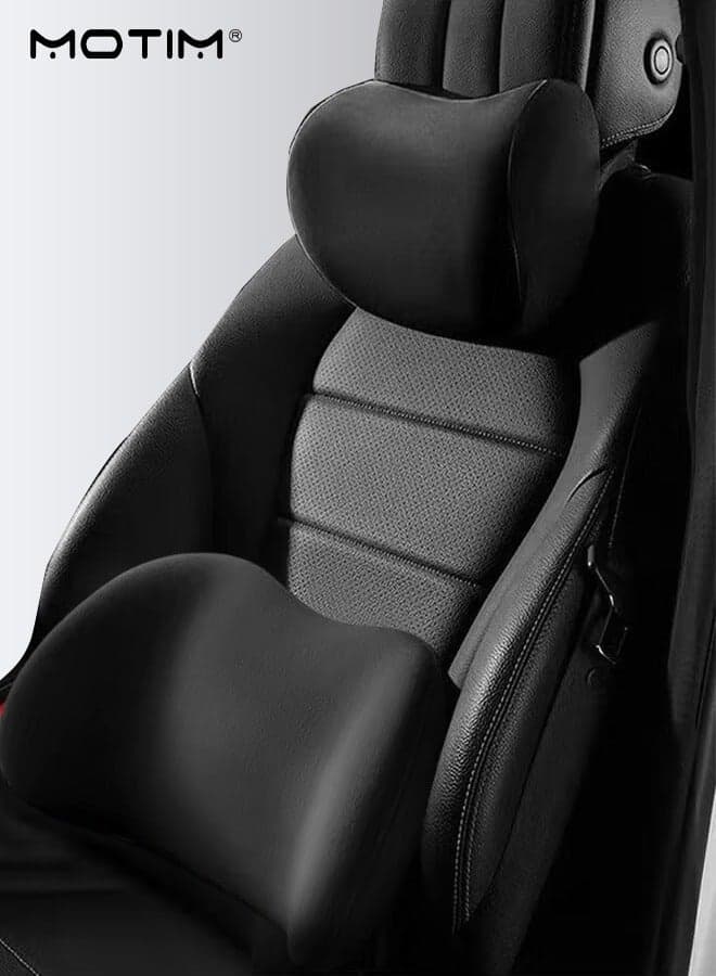 1 Set Car Lumbar Support and Car Seat Head Neck Pillow Car Seat Cushion Set, Memory Foam Ergonomic Design, Headrest And Seat Cushion For Back Pain Relief, Cervical Headrest For Office Chair