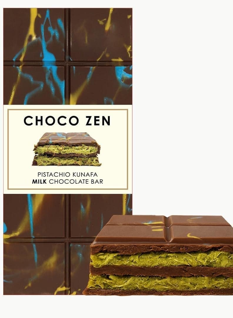 Choco Zen Premium Pistachio Kunafa Milk Chocolate Bar 190g