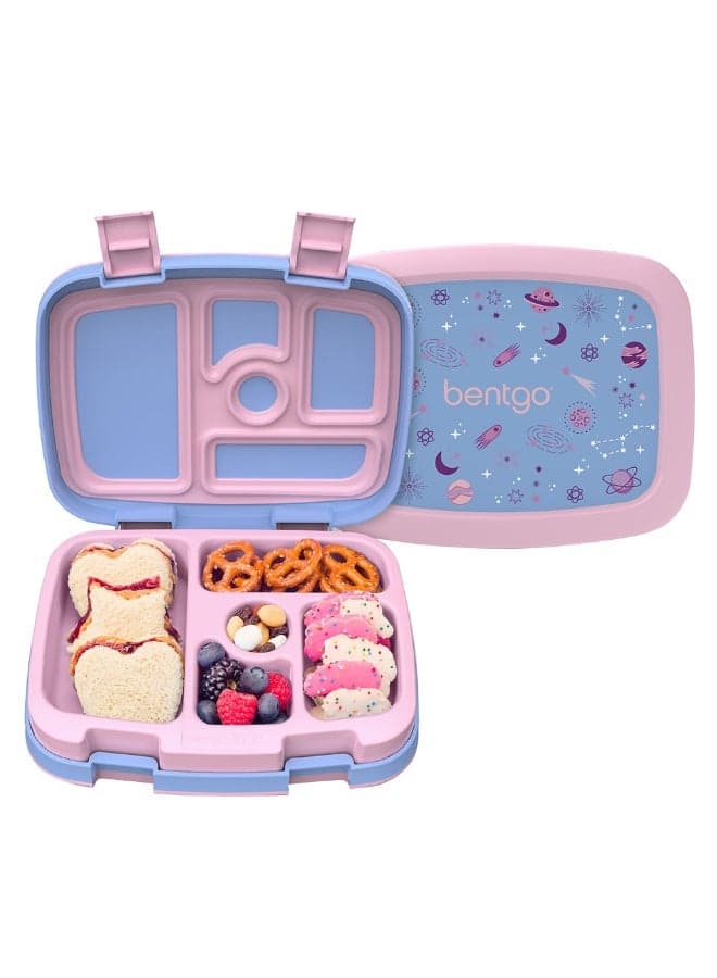 Kids Prints Leak Proof, 5 - Compartment Bento - Style Kids Lunch Boxideal Portion Sizes For Ages 3 To 7Bpa - Free, Dishwasher Safe , Food - Safe Materials Collection (Lavender Galaxy)