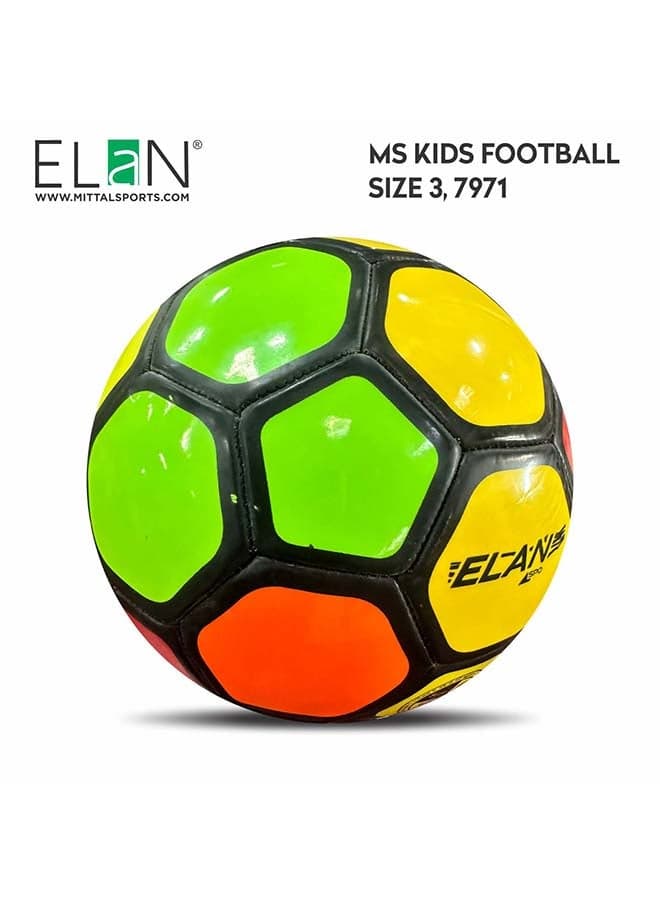 ELAN Street Pup PVC Kids Football - Official Size 3, Vibrant Multi-Color Design, High-Cladding Durable Soccer Ball for Boys & Girls (All-Weather Play)