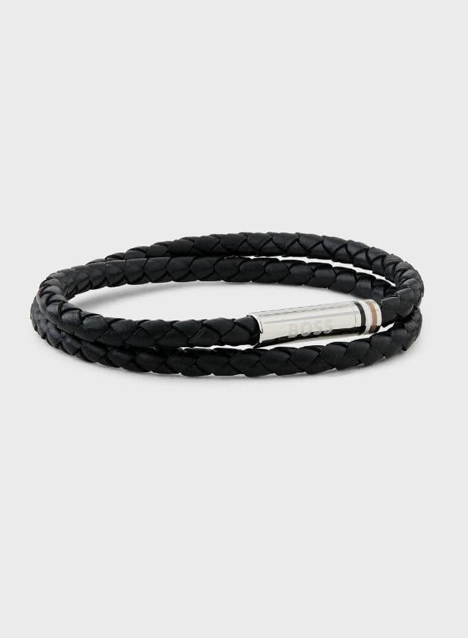 Ares Collection Leather Bracelet Black For Men - 1580489S