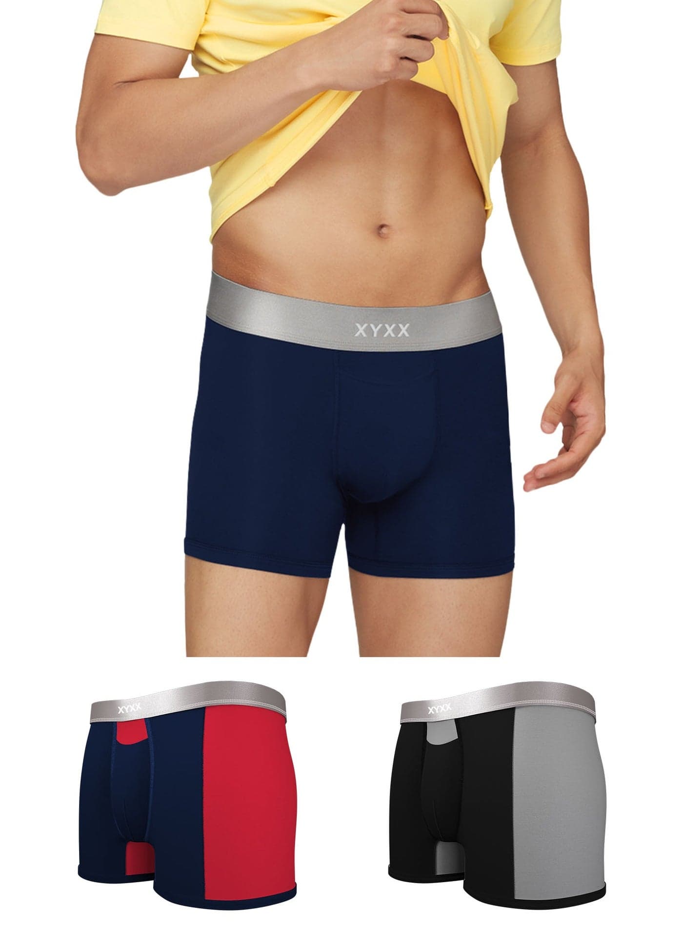 Pack of 3 Micro Modal Solid Men's Boxer Brief Shorts Stretchable Breathable Trunks Underwear