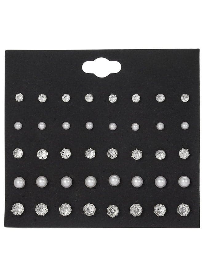 Earrings Set Pearl Earrings For Women Cz Imitation Earrings Sisters Hypoallergenic White Gold Pierced Earrings Surgical Steel 20 Pairs