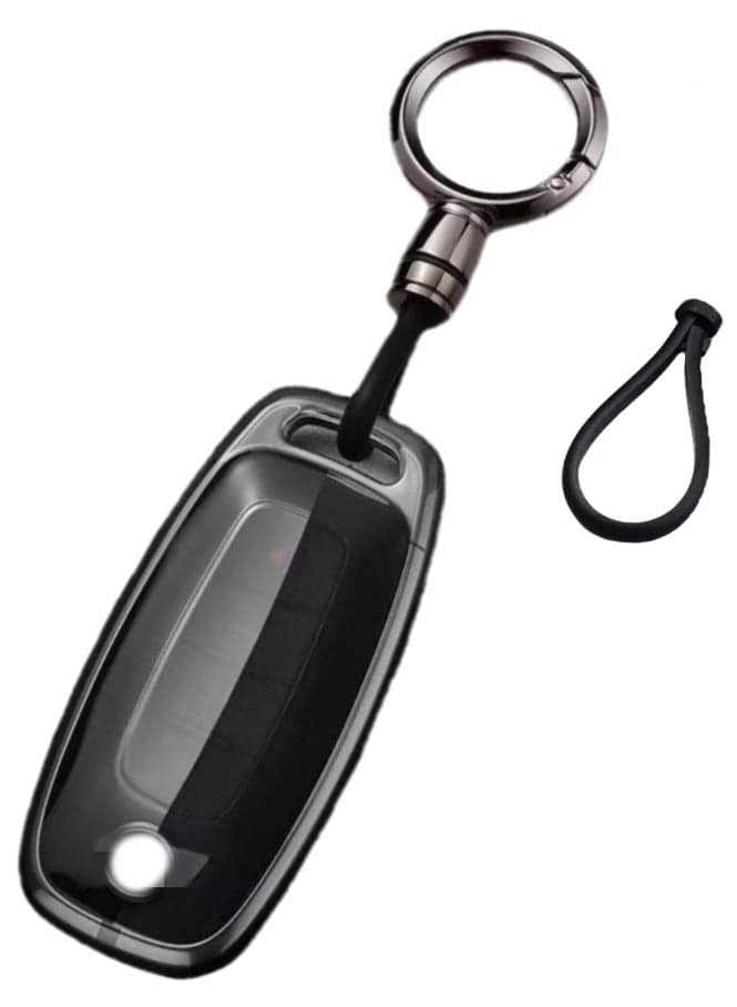 OUYoo Key fob Cover case with Metal Keychain Compatible with Nissan,Soft TPU Protection Key Case/Skin,3 4 5 Buttons Compatible with 2023 2024 2025 Pathfinder Rogue Kicks Ariya Sentra Versa Frontier GT-R Murano Leaf March X-Trail Titan NV350 Remote Smart Key(Black)