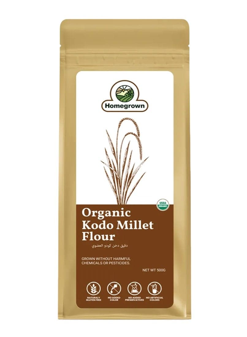 Homegrown Organic Kodo Millet Flour (Kodra Atta) 500g – Gluten-Free, Stone-Ground | High Fiber | Healthy Flour for Rotis & Everyday Meals