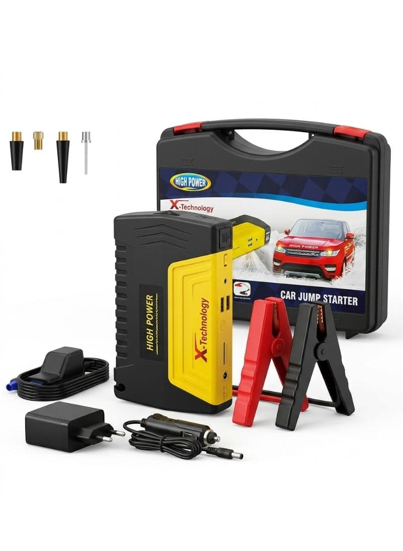 Portable Car Jump Starter 12V | Emergency Battery Booster Power Bank | USB Fast Charging | LED Flashlight | Battery Clamps Included | For Petrol & Diesel Vehicles