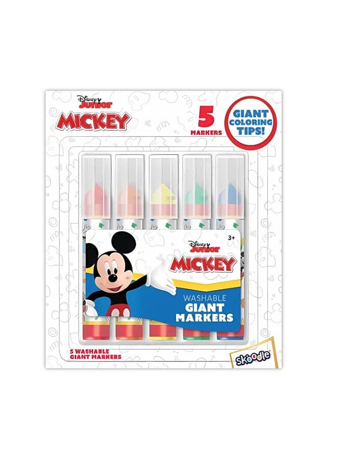 Disney Mickey Washable Giant Markers | 5 Markers | Giant Coloring Tip | Coloring Kit | Age 3+