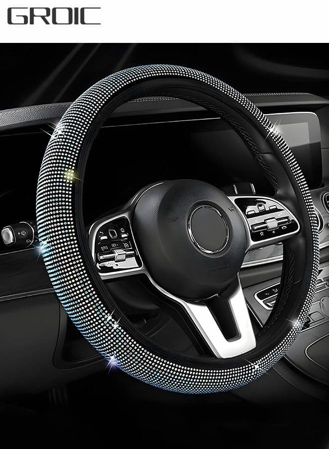 Bling Steering Wheel Cover, Rhinestones Steering Wheel Cover with Colorful Crystal Diamond Sparkling Car SUV Wheel Protector Anti-Slip Protector Universal Fit 14-15 inches