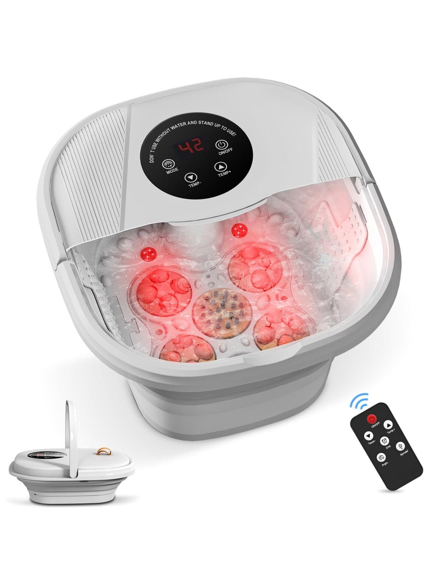 Pedicure Foot Spa Collapsible Electric Foot Spa Bath Massager with Heat, Temperature Control, LCD Screen Bbubbles, Remote Control, Ankle Soaking Foot Massage spa for Relieve Foot Pressure