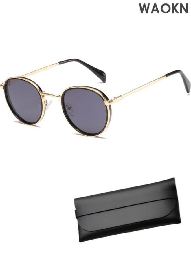 Round Polarized Sunglasses for Men Women, UV Protection Sun Glasses Small Circle Hippie Lennon Shades Sunglasses,Classic Round UV400 Protection Glasses Shades,Outdoor Travel Driving Daily Use Etc