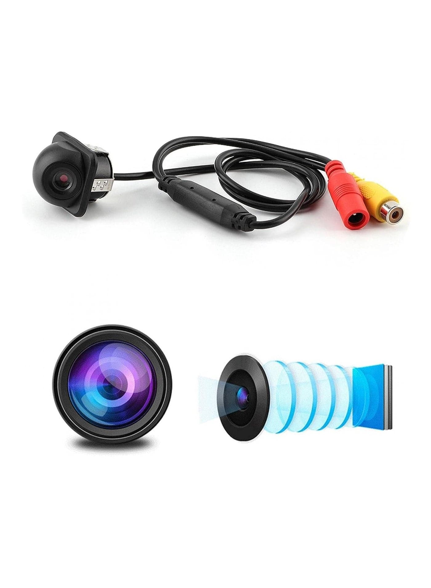 Rear View Camera, Universal Car Reversing Camera Small Straw Hat Rear View Blind Zone Night Vision Camera ABS Black