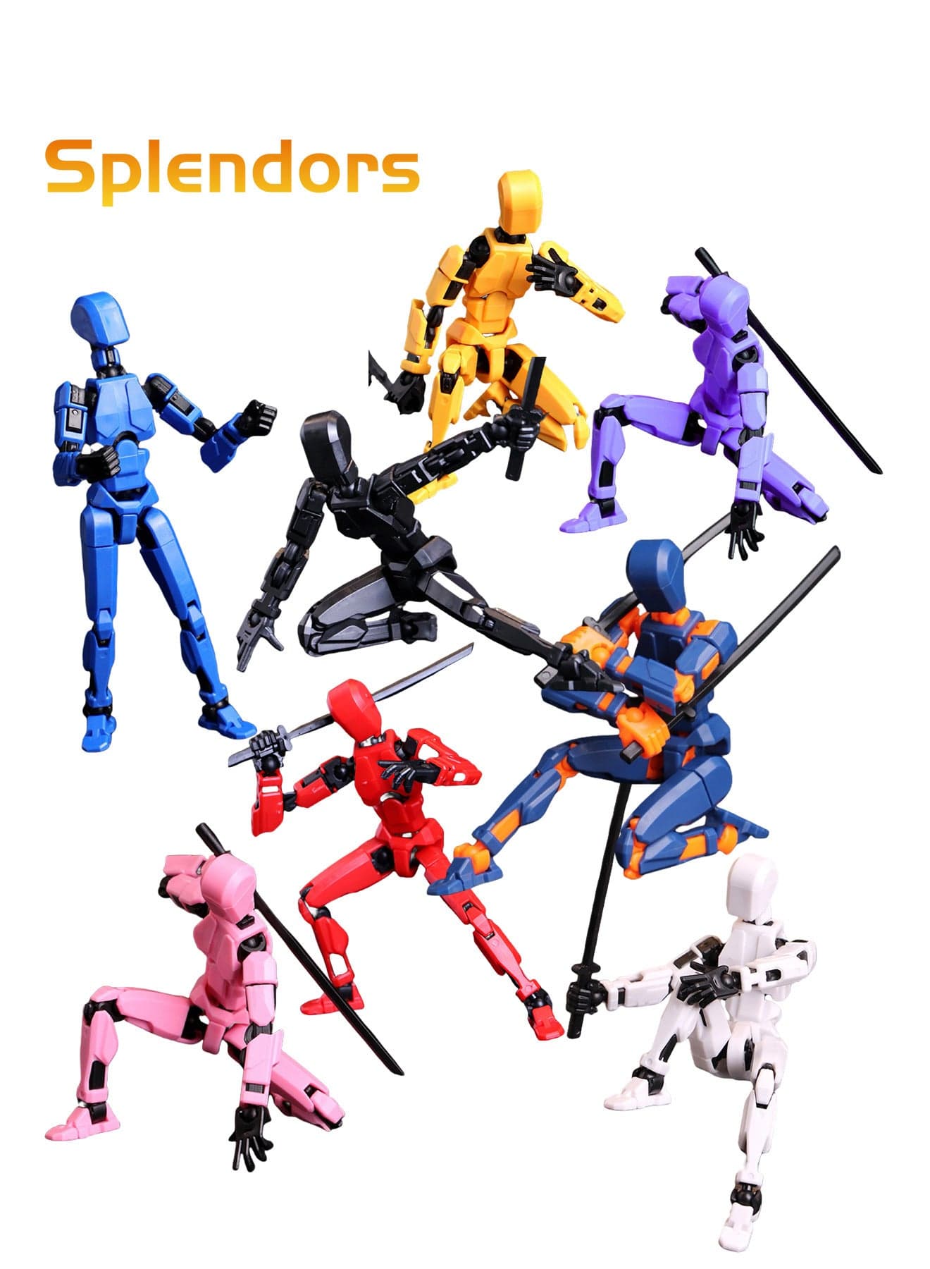 3D Printing Multi-joint Figure Toys Flexible Joints Action Figure Assembling Toy Robot Puppet Knickknacks Creative Toys Pack Of 8 For Children Kids Perfect Gift (Not Finished Product, Need to Assemble)