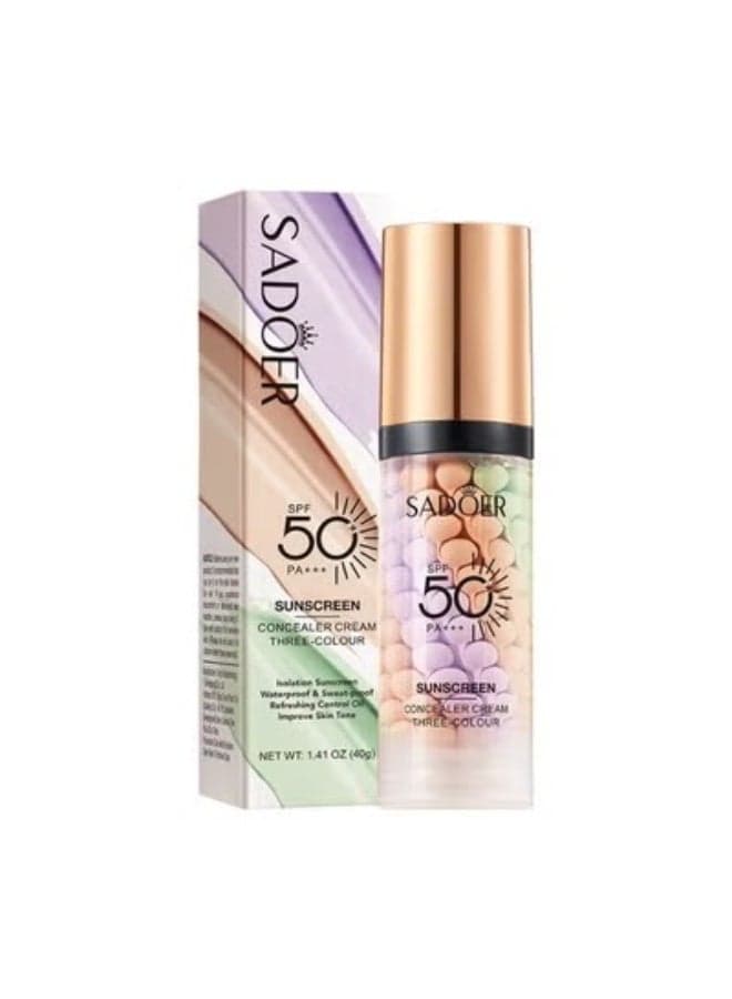3 In 1Primer for Face Before Makeup,Sunscreen Isolation Cream, SPF 50, One Step Color Corrector Face Primer, Blurs Imperfections Oil Control & Moisturizing Skin Tone Correcting,Radiance Skin