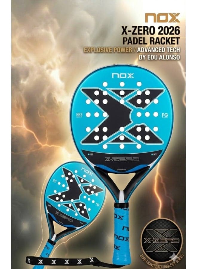 X-Zero 2026 Padel Racket – 4” Grip, Round Shape, Soft Touch Control for Beginners- Blue