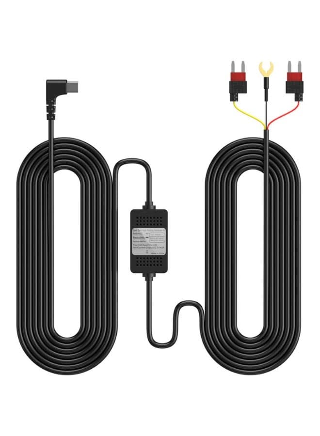 Dashcam Hard Wire USB Type C 12V 24V to 5V/3A Power Supply for Car Camera with Low Voltages Protective&Fuses