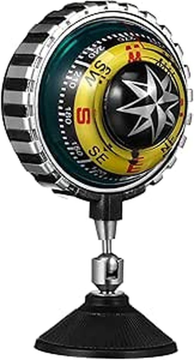Car Dashboard Compass With Suction Cup Navigation Tool For Automotive Interior Direction Indicator For Travel Boating Outdoor Black White