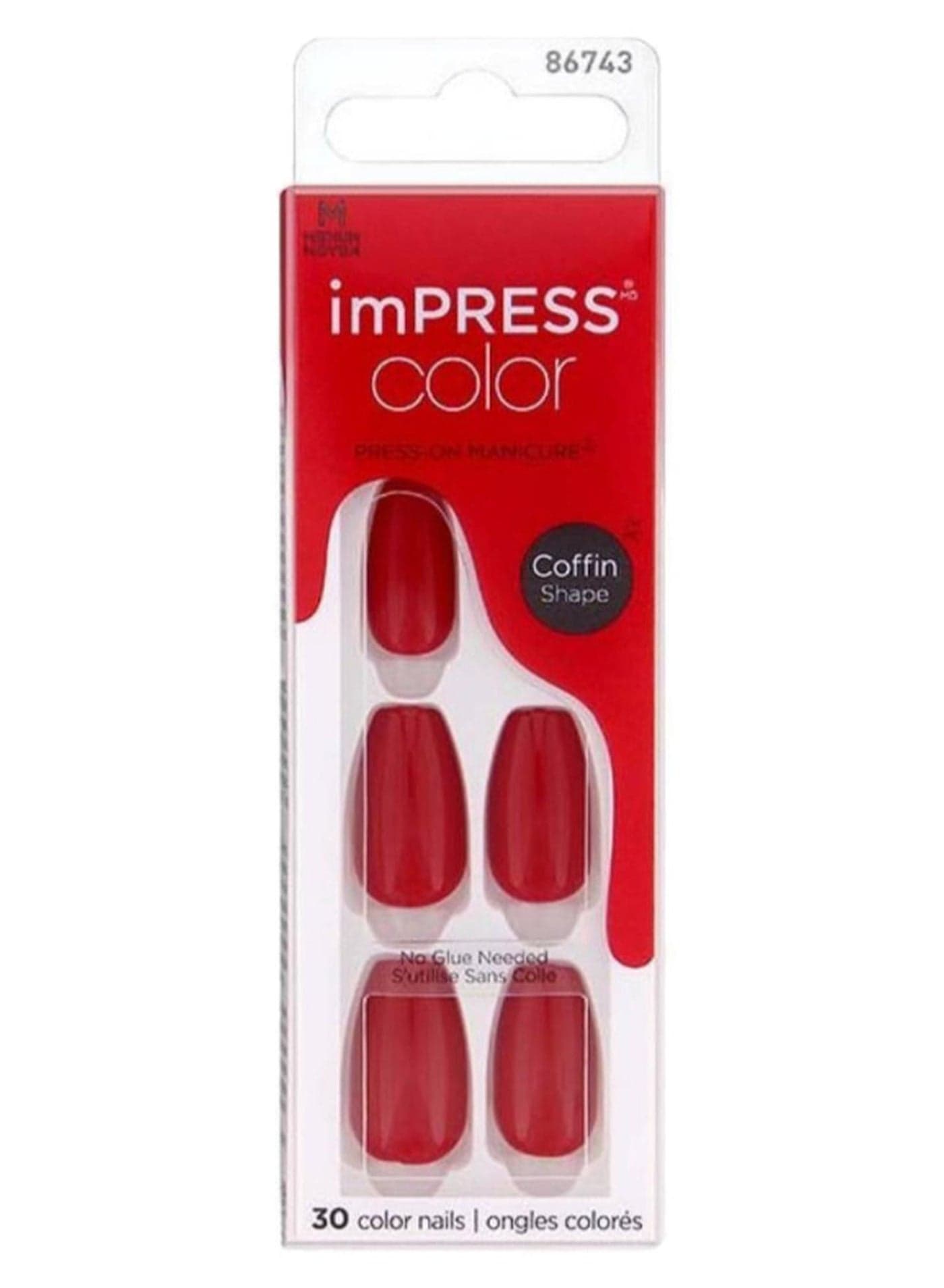 Kiss Impress Color Nails Medium Coffin- Reddy or Not IMC510C