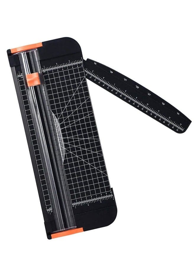 A4 Paper Cutter, 38cm Paper Cutting Board Guillotine with Automatic Security Safeguard and Side Ruler for Cutting Card Stock, Coupon, Label, Photo and Crafts Project Black