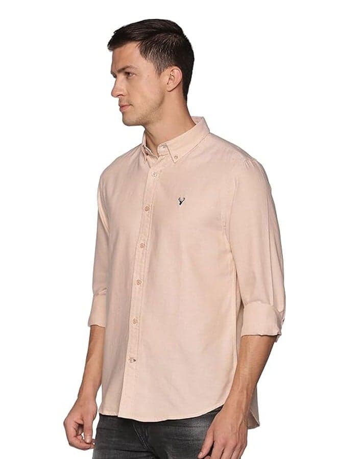 Men's Button Down Shirt | Casual Slim Fit Shirt | Long Sleeve Oxford Shirts For Men | Smart Fit Cuff - Beige
