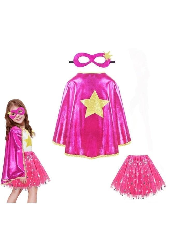 KOWVOWZ Children's Superhero Cloak and Mask Superhero Costume Set, Girls' Princess Dress Up, Fashion Dress, Role Playing Stage Performance Dress